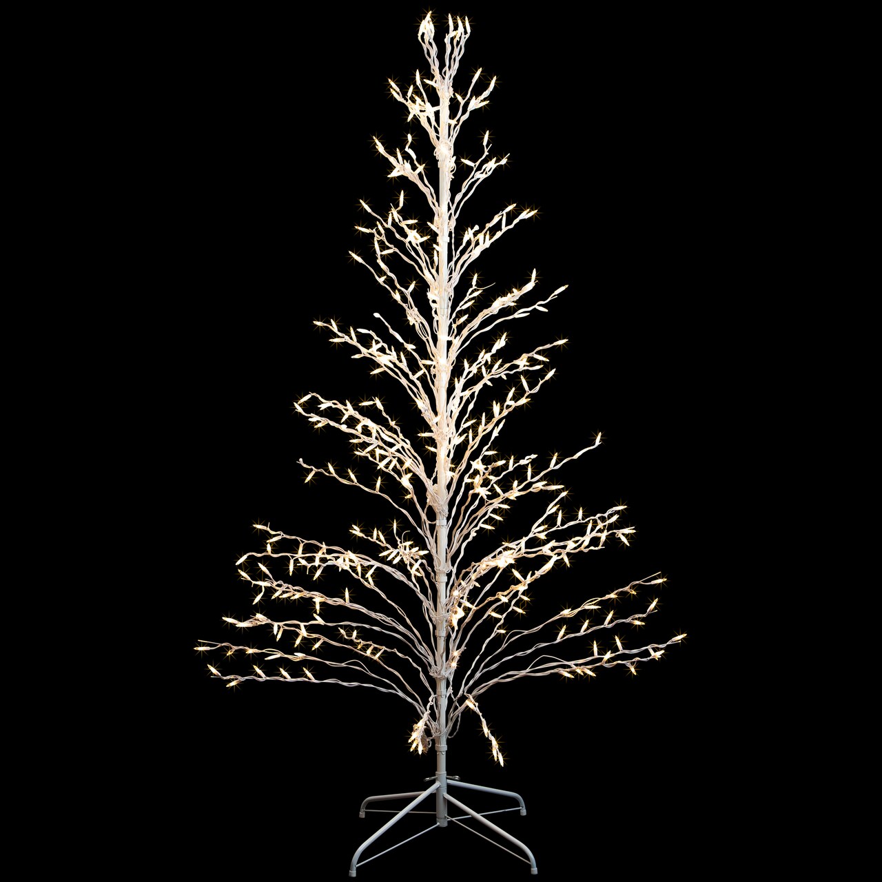 Northlight Lighted Cascade Twig Outdoor Christmas Tree - 6' - White - Clear Lights